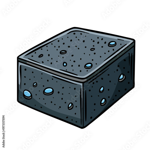 Cartoon Style Textured Rectangular Block with Bubbles Surface Texture