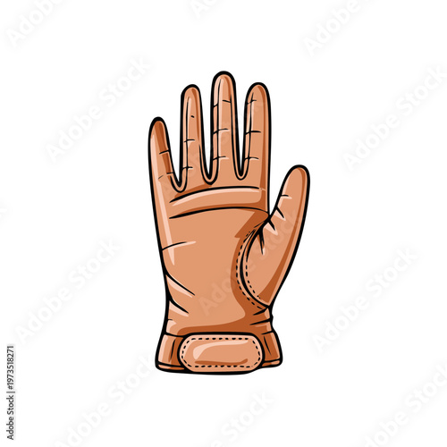 Brown Leather Hand Glove Illustration for Protection and Grip