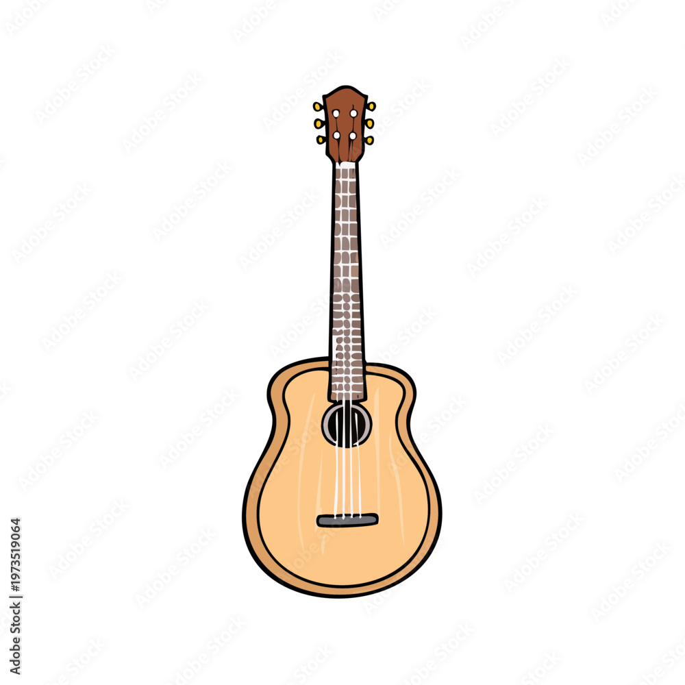 Obraz premium Acoustic guitar illustration with six strings and wooden body