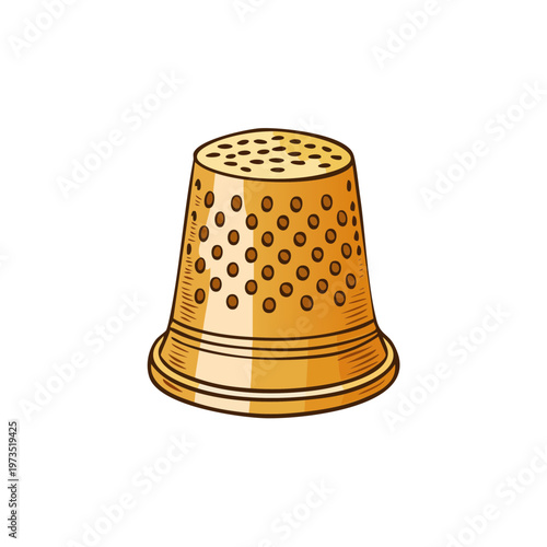Golden Sewing Thimble Illustration for Crafting and Sewing Projects