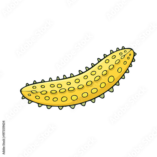Stylized Yellow Sea Cucumber Illustration with Spiky Texture Underwater Marine Life
