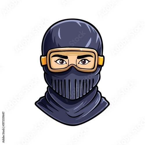 Face Masked Individual with Protective Goggles Ready for Action