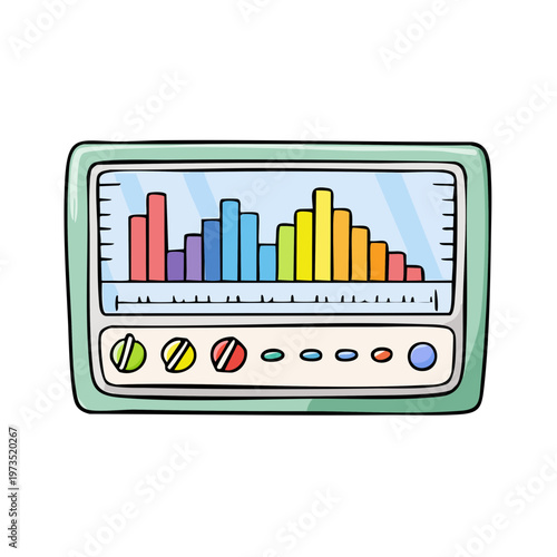 Colorful Audio Spectrum Analyzer Display with Knobs and Lights