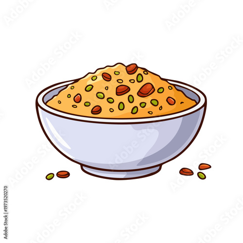 Bowl of wholesome grain and seed mixture illustration
