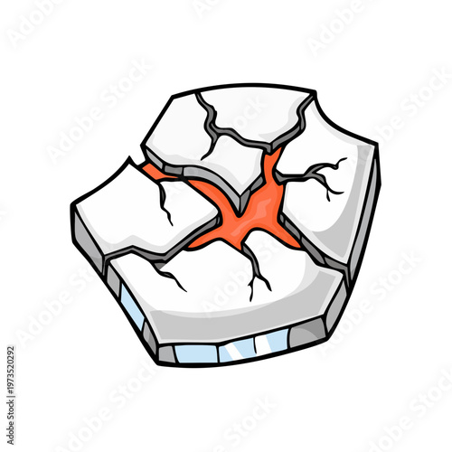 Cracked Ice Floe Revealing Fiery Core