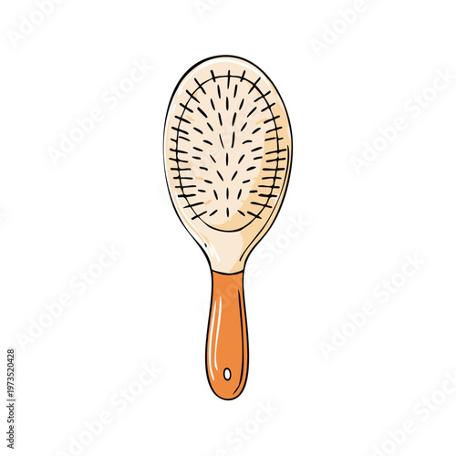 Handheld oval hairbrush with a wooden handle and nylon bristles for grooming tangled hair