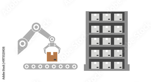 Robotic arm picking up box.