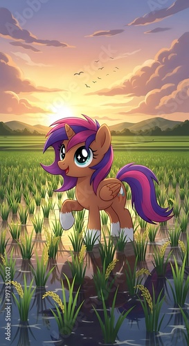 My Little Pony in rice field.