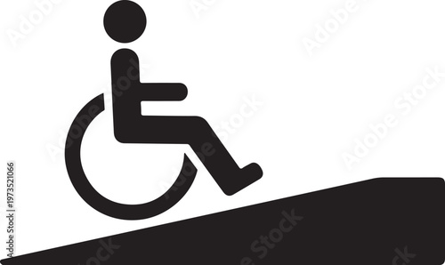 Accessible ramp, wheelchair symbol, black icon, accessibility sign, disability access