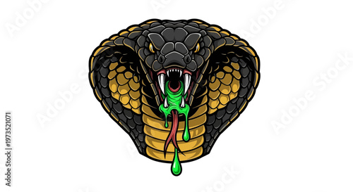 Angry king cobra snake head mascot logo with green venom dripping