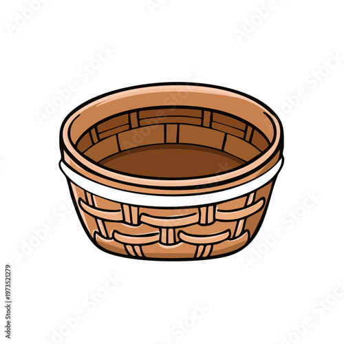 Woven Basket Container Object with a Simple, Clean Design