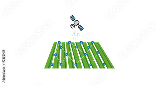 Satellite Above Green Solar Panels.