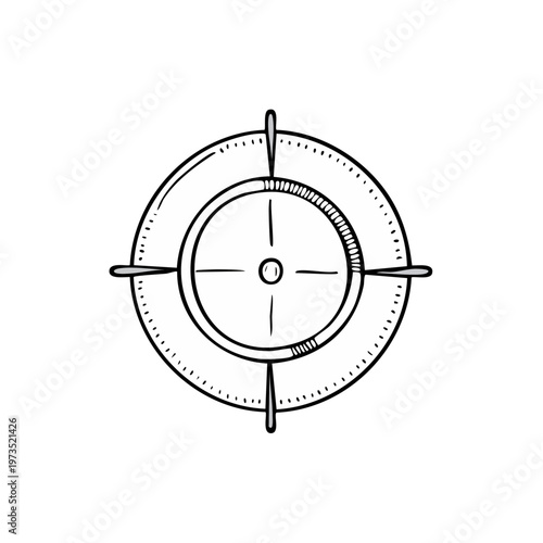 Hand drawn crosshair reticle graphic representing a target or focus point
