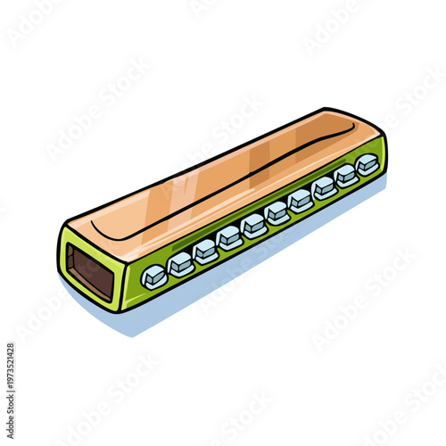 Classic Diatonic Harmonica Musical Instrument Illustration Isolated on White