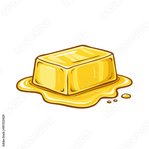 Melted butter stick drawing isolated on white background