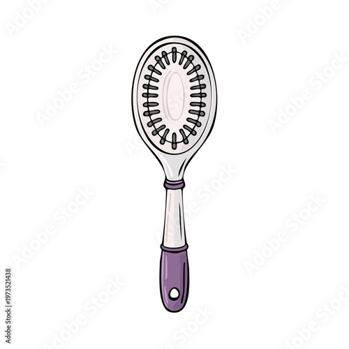 Oval Paddle Hairbrush With Purple Handle For Styling And Detangling Hair