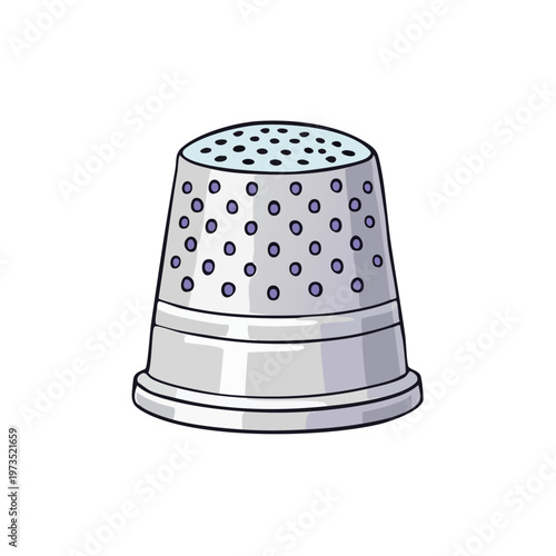 Silver thimble with dotted pattern for sewing and tailoring protection