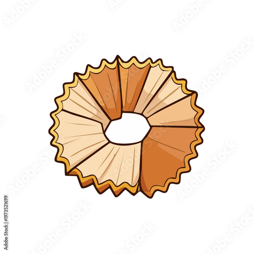 Wooden Pencil Shavings Circular Pattern Isolated on White Background