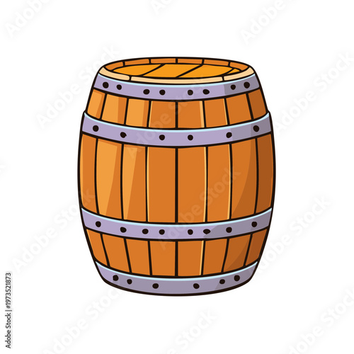 Wooden barrel for storage and aging of liquids or goods isolated on white