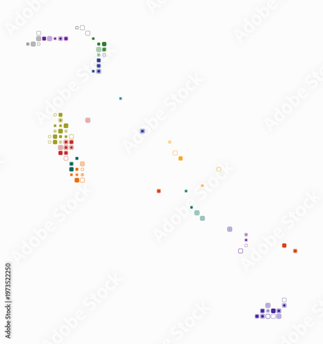 Bahamas, shape of the country build of colored cells. Digital style map of the Bahamas on white background. Small size rounded square blocks. Classy vector illustration.