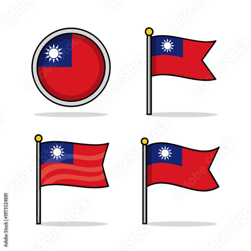 Chinese Taipei flag four cute mascot images