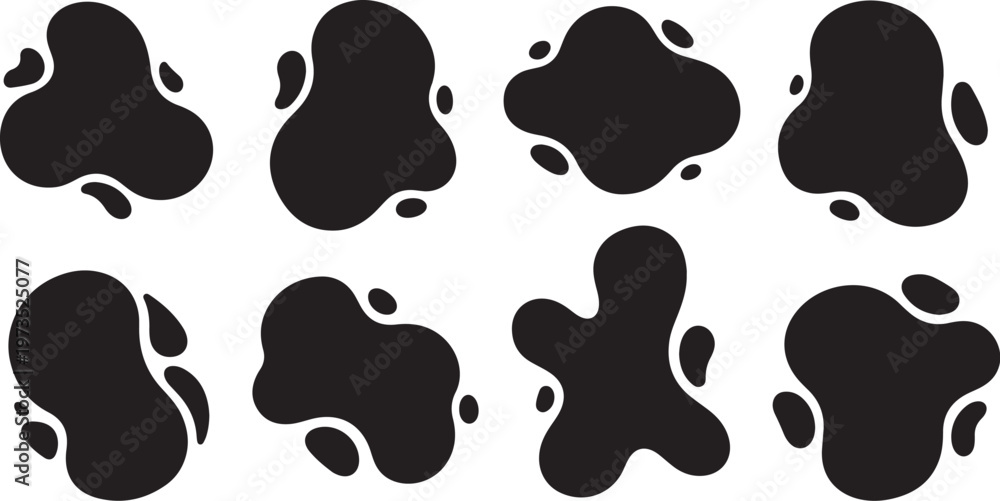Fototapeta premium Abstract Black Shapes on White Background Pattern