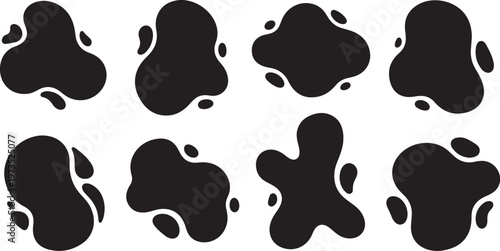 Abstract Black Shapes on White Background Pattern