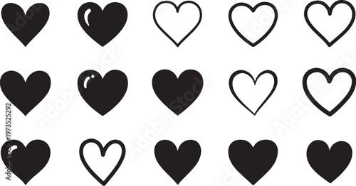 Black and white heart shapes on white background