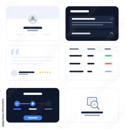 Collection of modern flat UI design components for web and mobile dashboards