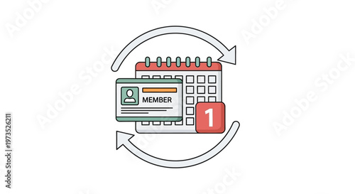Membership calendar icon with notification.