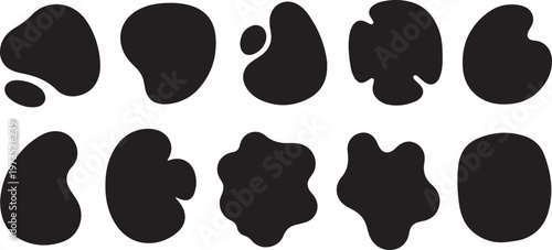 Black Silhouettes on White Background Abstract Shapes