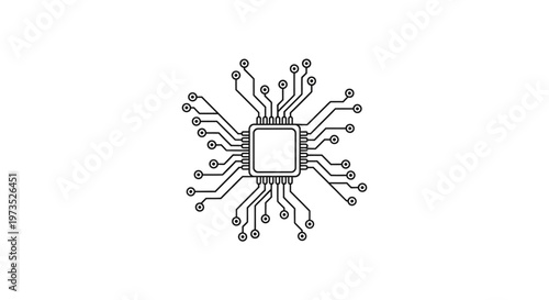 Microchip electronic circuit board component closeup.