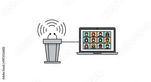 Microphone connected to laptop computer screen.