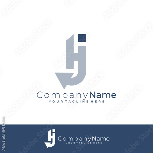 H and J logo with arrow design combination, simple logos