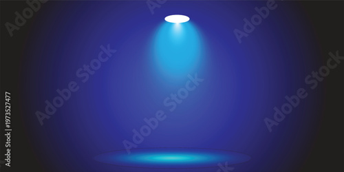 Dramatic spotlight effect a single beam of intense blue light illuminating darkness