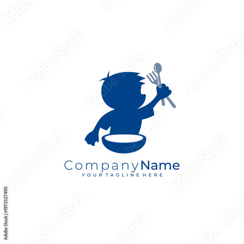 logo of a child holding cutlery, an icon of a restaurant