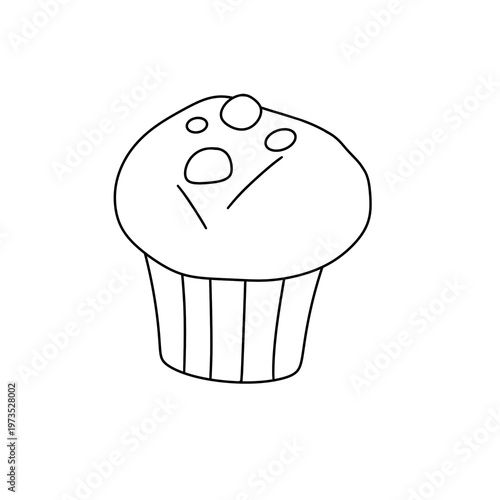 Simple cupcake drawing with icing dots and striped base