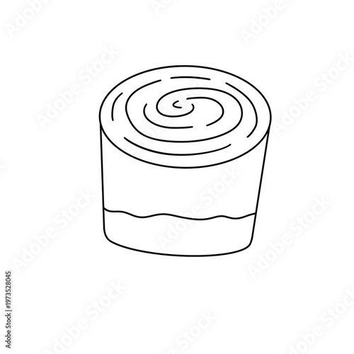 Simple line drawing shows a cinnamon roll