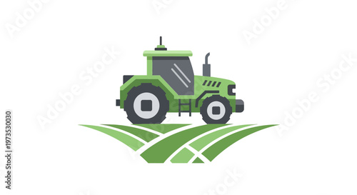 Green Tractor Farm Equipment Vehicle.