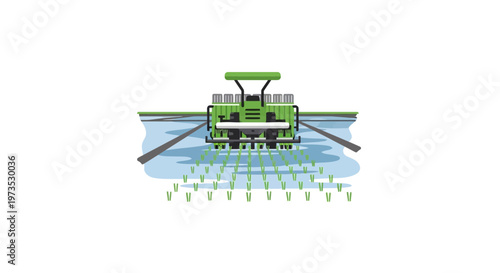 Green Tractor Farm Equipment Front View.