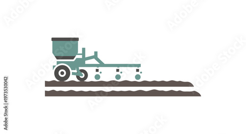 Green Tractor Farm Equipment Side View.