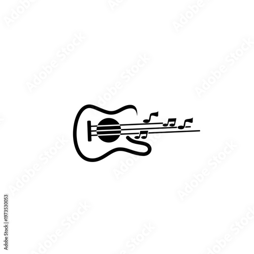 Guitar logo with simple design template, line style logos, karaoke logo