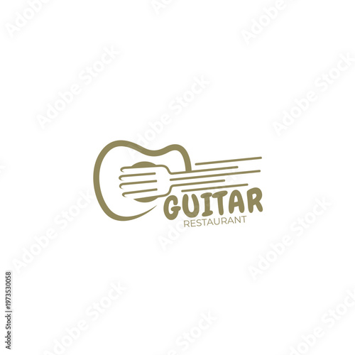 guitar logo and a fast food restaurant, line style