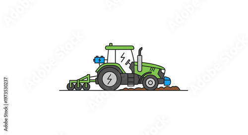 Green Tractor With Mowing Attachment.