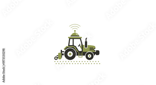 Green Tractor with WiFi Signal.