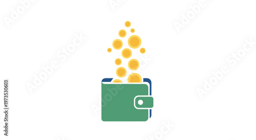 Green wallet with money coming out.