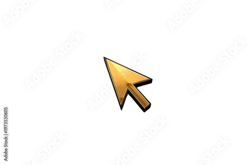 Golden computer mouse cursor providing user interface navigation and selection on a transparent background