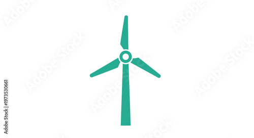 Green wind turbine icon symbol.