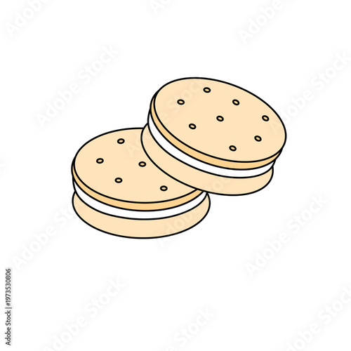 Soft cookies with creamy filling and subtle dot pattern