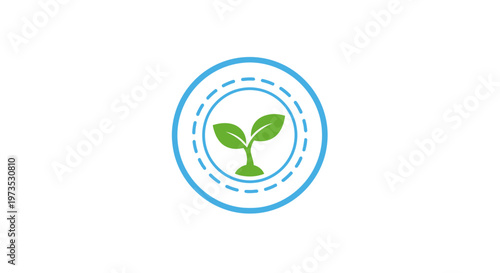 Green sprout with two leaves growing.